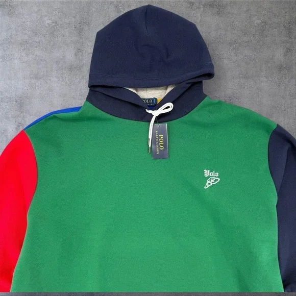 Polo Ralph Lauren Men's‎ Hoodie Colorblock Pullover Double Knit Polo Size 3 XLT - Picture 3 of 14
